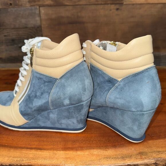 Mario Raspini blue and cream colored wedge sneakers. Size 39 - Picture 7 of 10